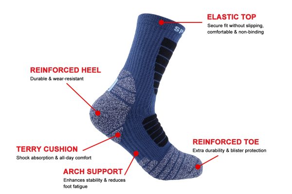 Performance Custom Basketball Socks with Arch Support & Cushioning Details