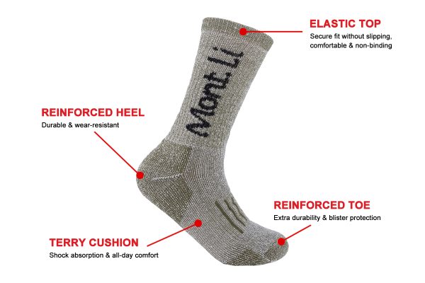 Heavyweight Merino Wool Hiking Crew Socks for Cold Weather