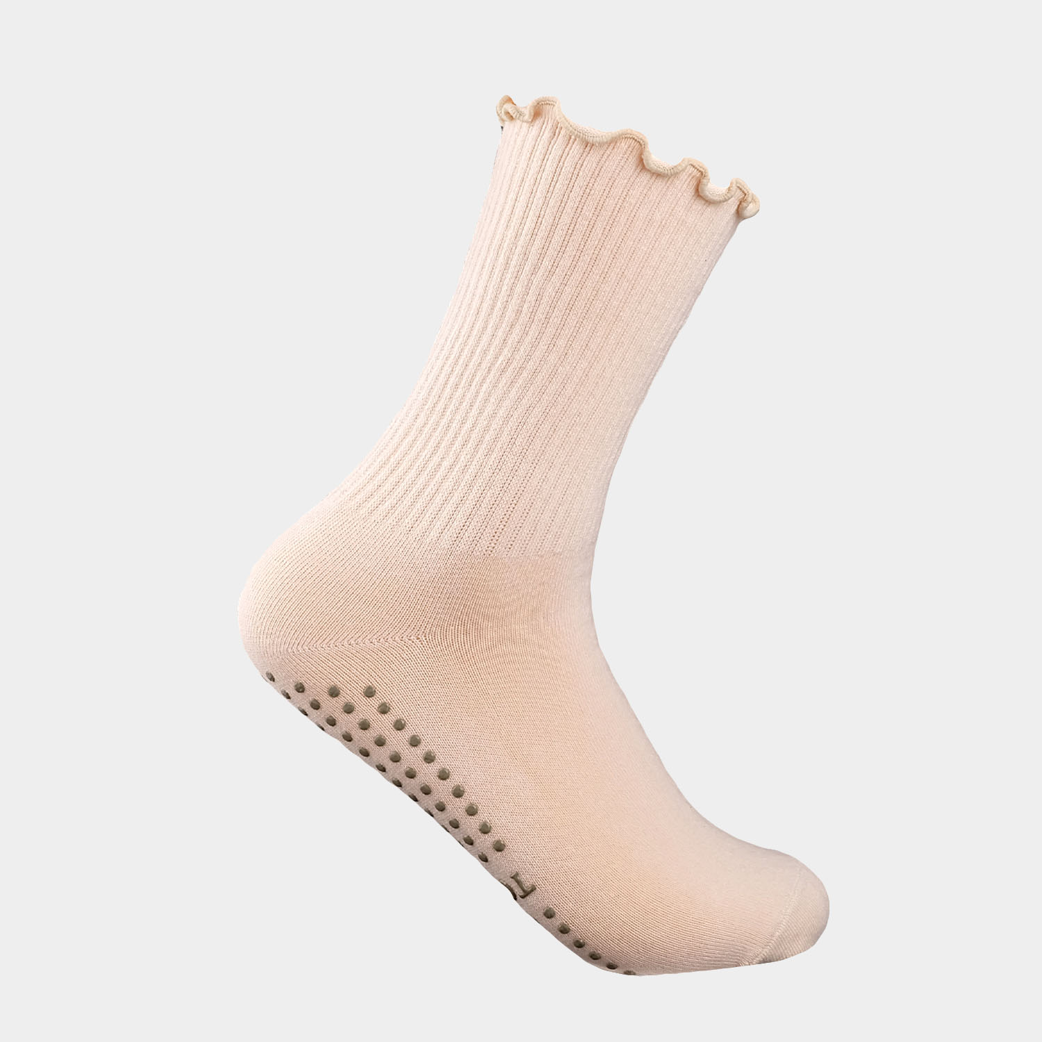 Ruffle Top Crew Yoga Socks Cuff Design & Cotton Comfort