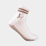 Themed Embroidered Pilates Socks Side Logo Design & Grip Sole