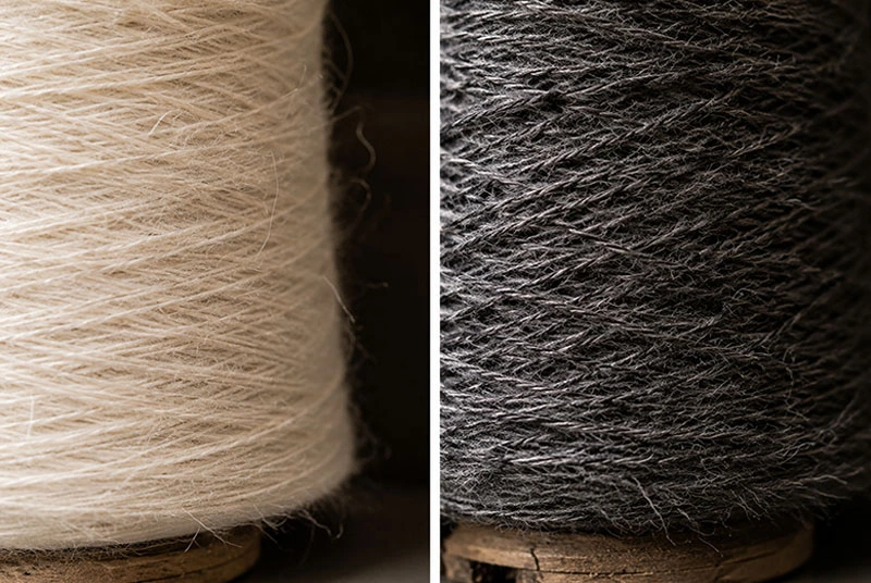 Merino wool vs wool yarn showing differences in fiber texture