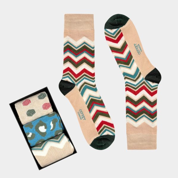 Retro Chevron Pattern Crew Socks