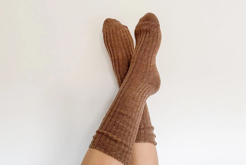 Brown knitted alpaca socks for everyday wear