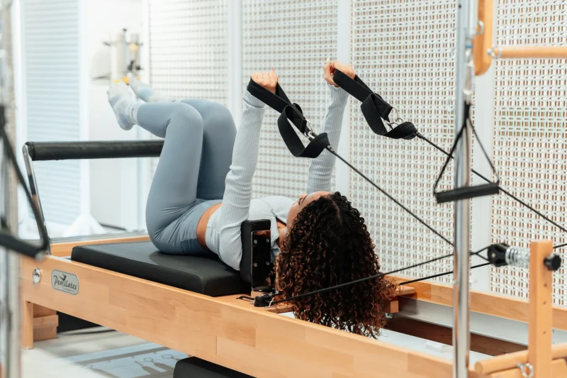 Person wearing Pilates socks while doing Pilates