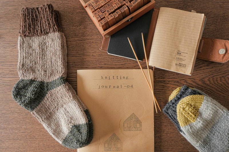 Socks knitted from alpaca wool