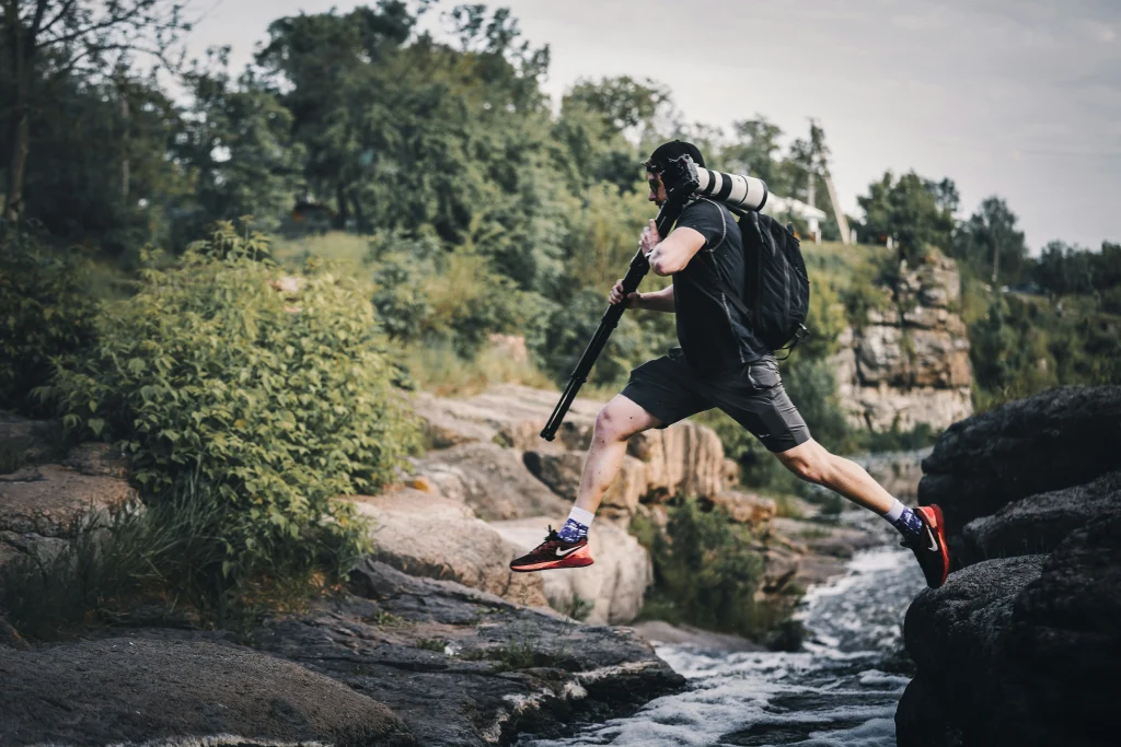 Runner wearing seamless toe socks on a mountain trail