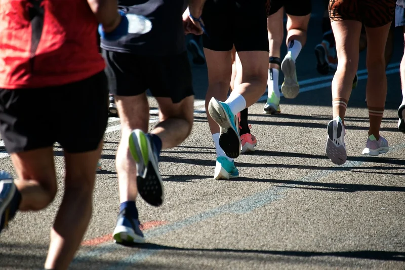 Marathon runners wearing anti-blister socks