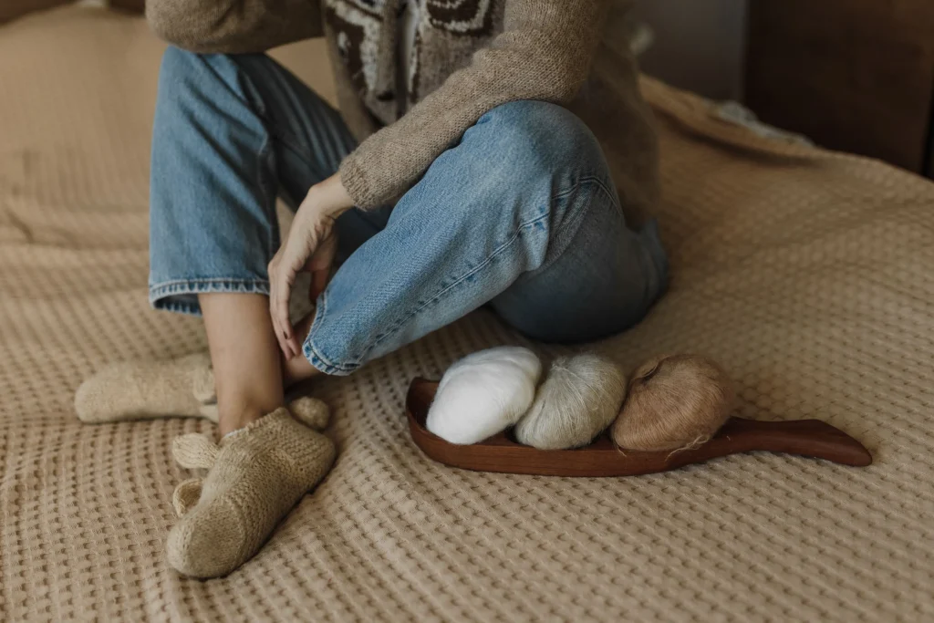 Socks made from different yarn materials