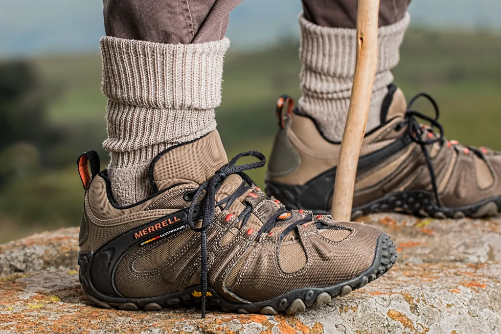 Hiker wearing Merino wool socks